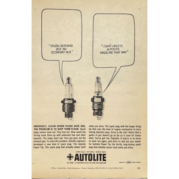 Ford Autolite Spark Plugs Print Ad Vintage 1963 Automotive Repair Car Racing - Picture 6 of 6